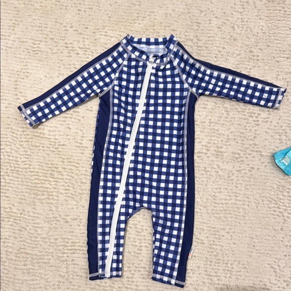 SwimZip Blue Checkered Kids One Piece - Picture 1 of 3
